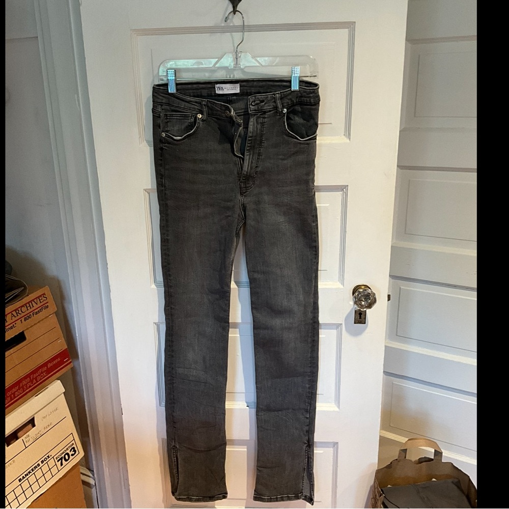Zara Stretch Boot Leg Slit Jeans